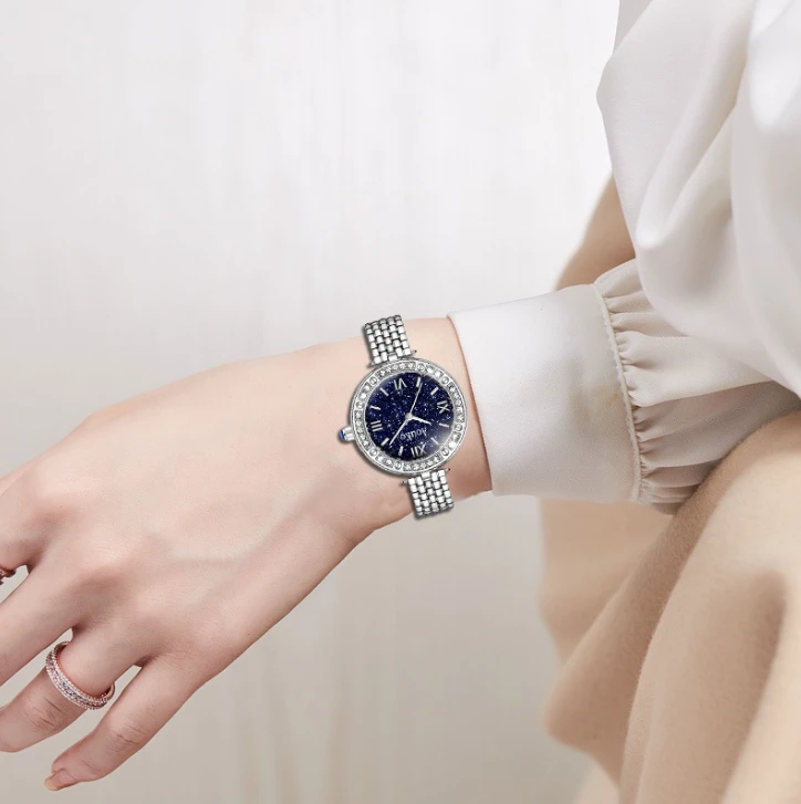 AOUKE/奥刻新款星空时尚石英女士菱格皮带满天星石英表百搭手表