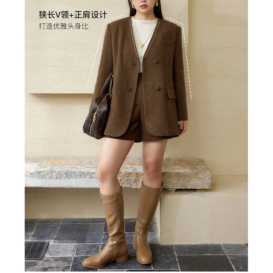V领气质挺括呢子西装外套ZBW31298衣长72