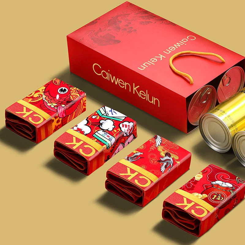 属龙年男士内裤本命年大红色纯棉平角裤透气四角短裤结婚新年礼物