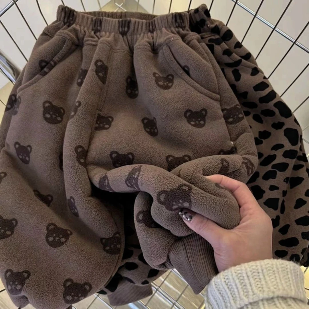 保暖一体加绒加厚长裤子冬季韩版男童宝宝秋冬女童保暖棉裤