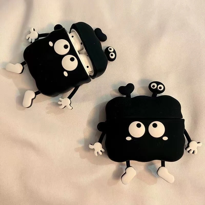 适用苹果airpods1/2代通用pro2无线蓝牙耳机保护套长脚煤球3代ins