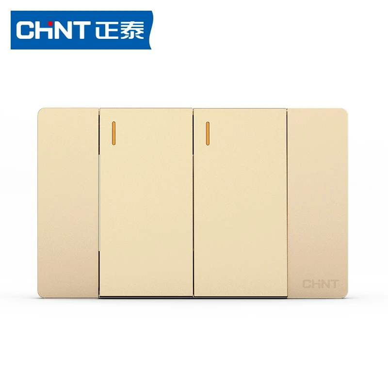 CHNT/正泰5C香槟金正泰开关插座118型家用一开五孔暗装插座