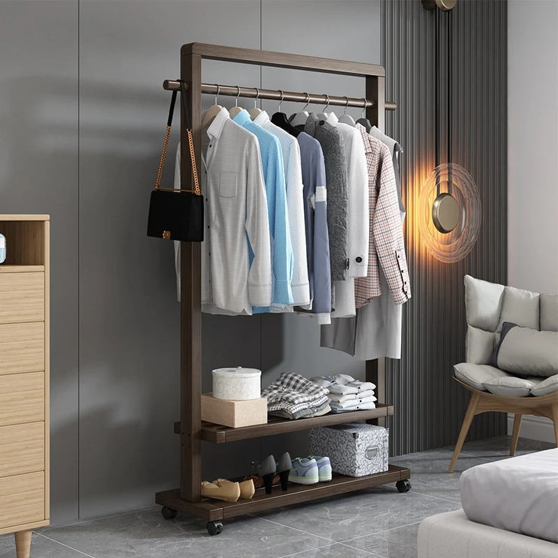 家用挂衣架落地卧室衣帽架客厅简约现代新中式民宿衣架置物可移动