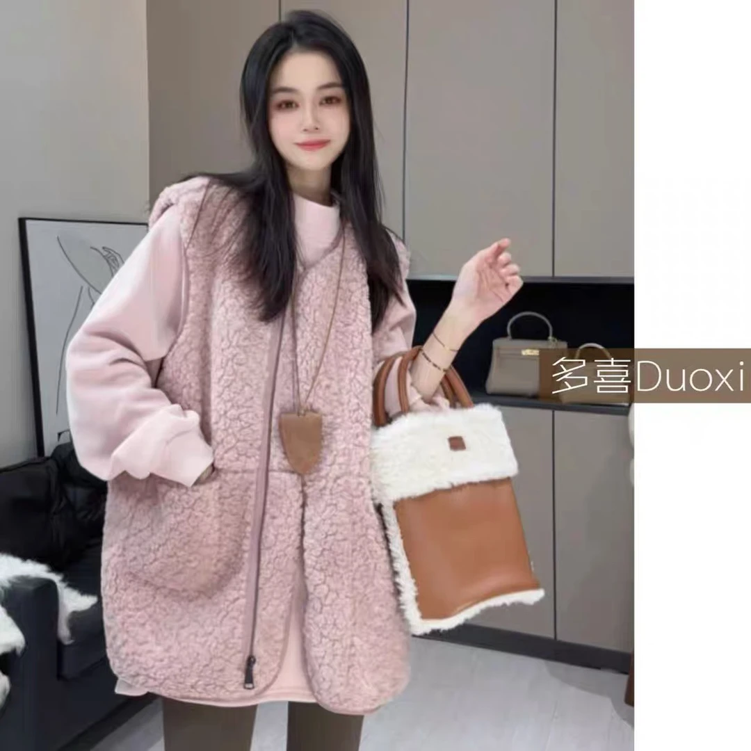 "拉链马甲"v领开衫马甲背心女秋冬季新款宽松外穿马夹毛衣坎肩潮