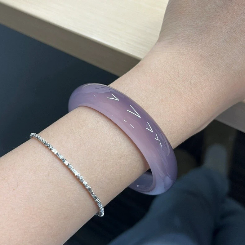 天然冰透玛瑙手镯多肉葡萄帝王紫玉髓手镯紫气东来玉镯多样性发一