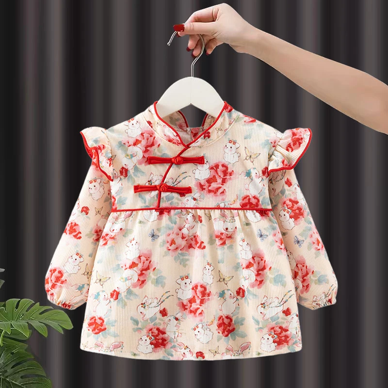 儿童罩衣秋冬长袖防水防脏幼儿园女童洋气外穿新款中国风吃饭围兜