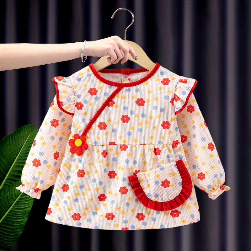 儿童罩衣秋冬长袖防水防脏宝宝吃饭围兜公主风外穿洋气后背扣子