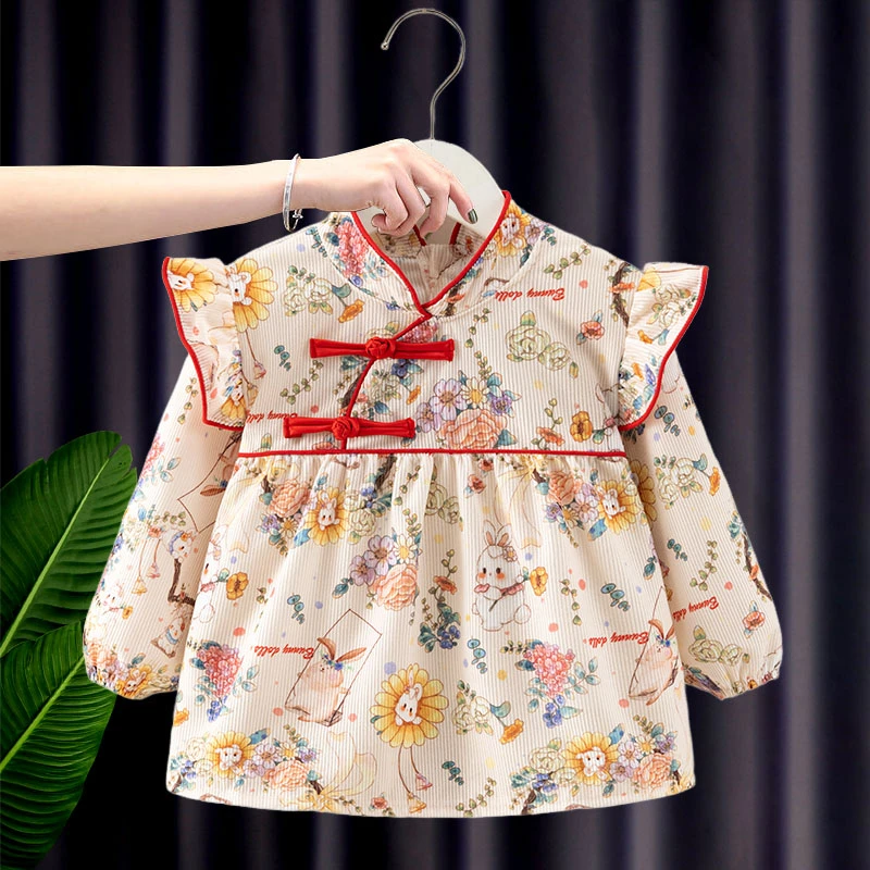 儿童罩衣秋冬长袖防水婴儿宝宝吃饭围兜女孩公主洋气罩衫后背扣子