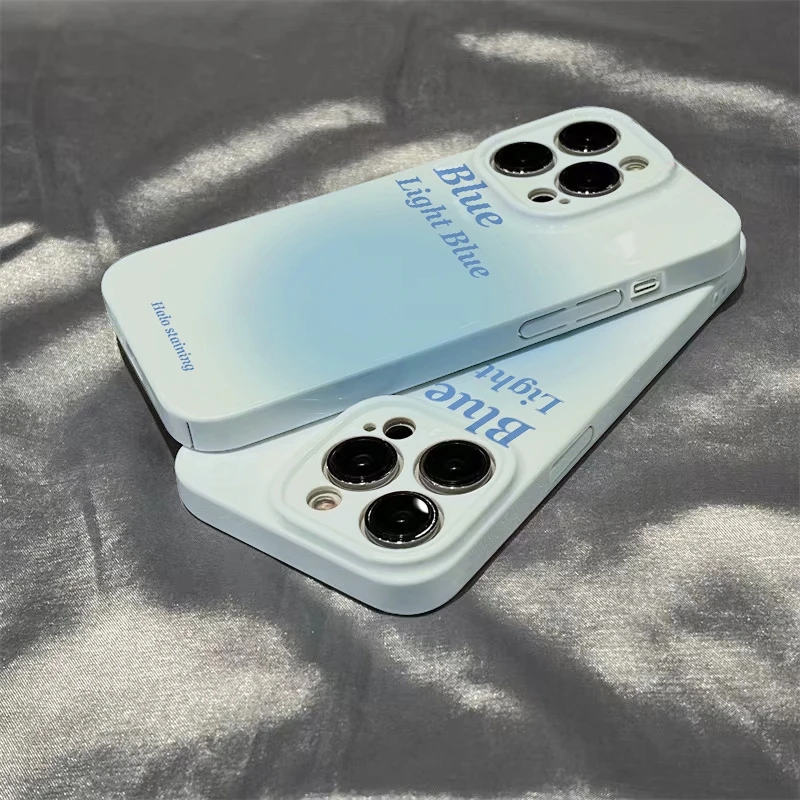 苹果/vivo/华为/oppo/小米小众ins蓝色晕染菲林壳手机壳全包硬壳
