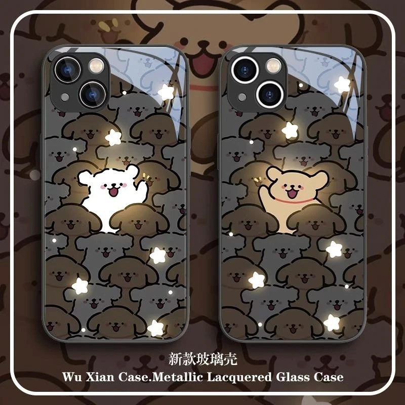 适用苹果15/华为/小米/OPPO/VIVO手机壳14pro玻璃壳情侣13新款12