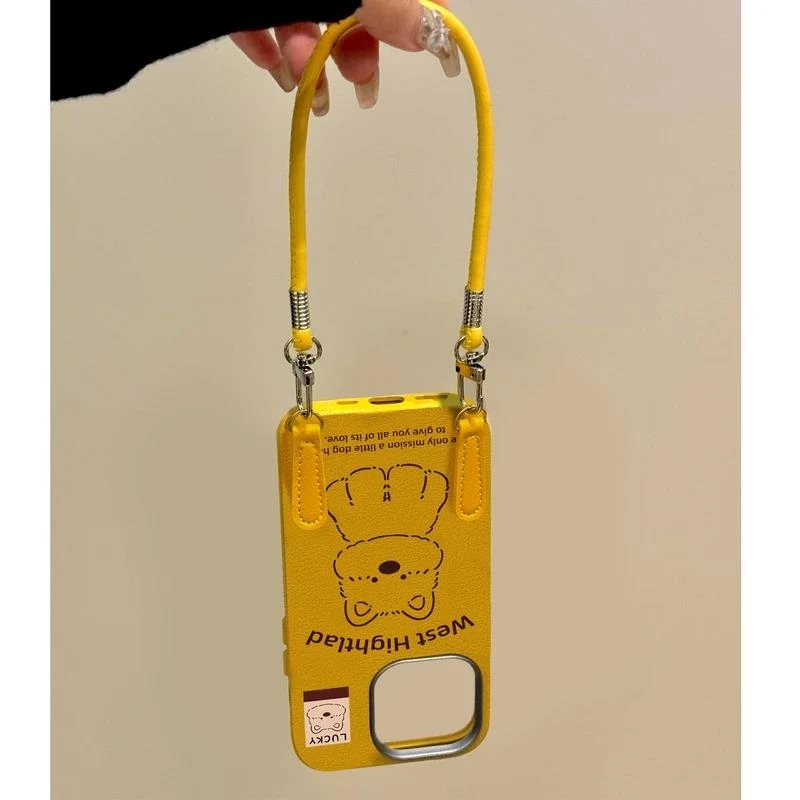 幸运西高地适用苹果16手机壳iPhone15金属框14手绳1312防摔11软壳