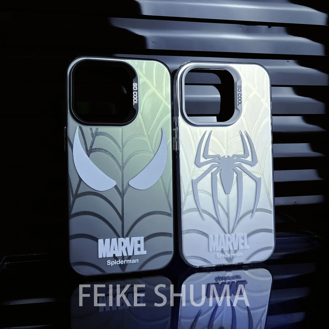 新款高级感蜘蛛侠苹果15手机壳iPhone14Promax亚克力磨砂15PM个性