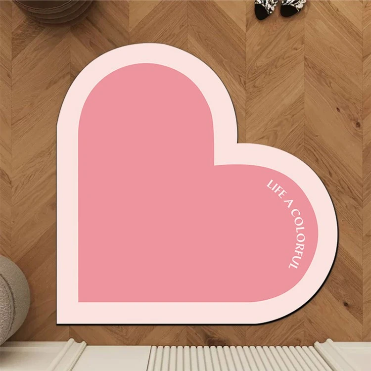 硅藻泥速干软地垫卫生间门口心形防滑脚垫子浴室洗手间厕所吸水垫