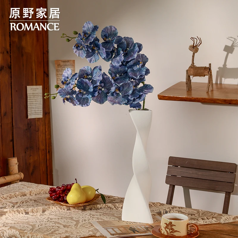 高级轻奢蝴蝶兰 仿真花 假花摆设兰花轻奢高端插花餐桌花艺摆件