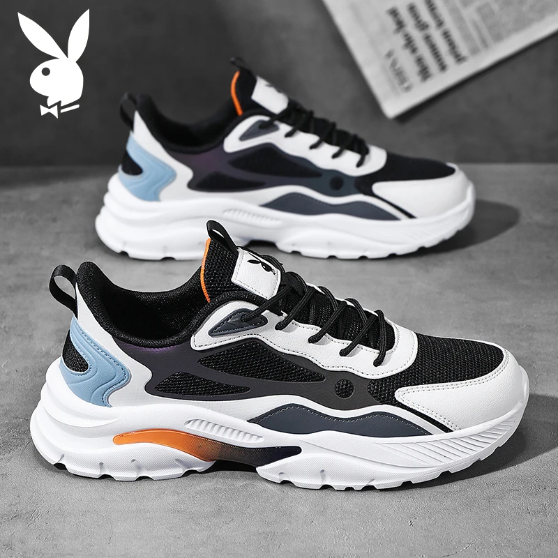 花花公子运动鞋男款冬季2025新款青少年网面跑步鞋厚底休闲老爹鞋