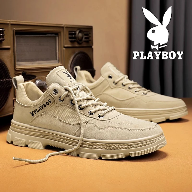花花公子气质男鞋夏季2025新款低帮百搭耐磨英伦风复古劳保潮鞋