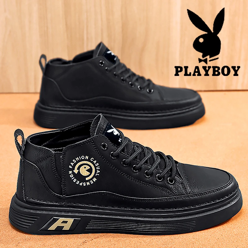 花花公子男鞋冬季透气薄款黑色低帮工作板鞋男耐磨防臭休闲运动鞋