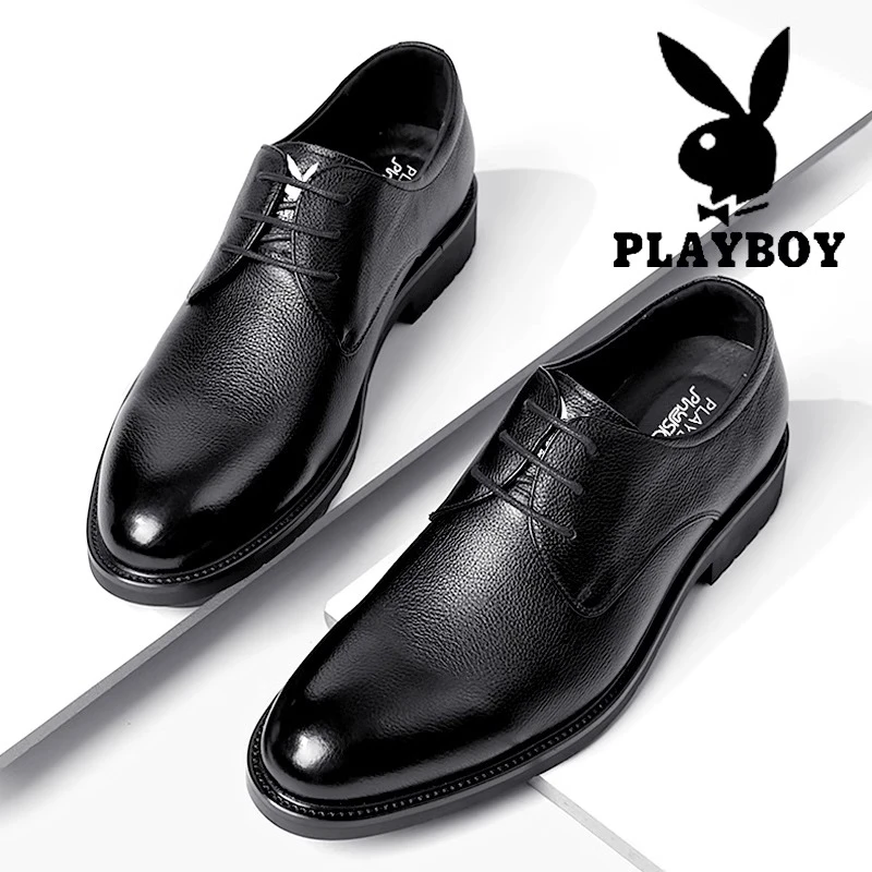 花花公子皮鞋男结婚新郎鞋休闲正装商务时尚男鞋冬季尖头西装婚鞋