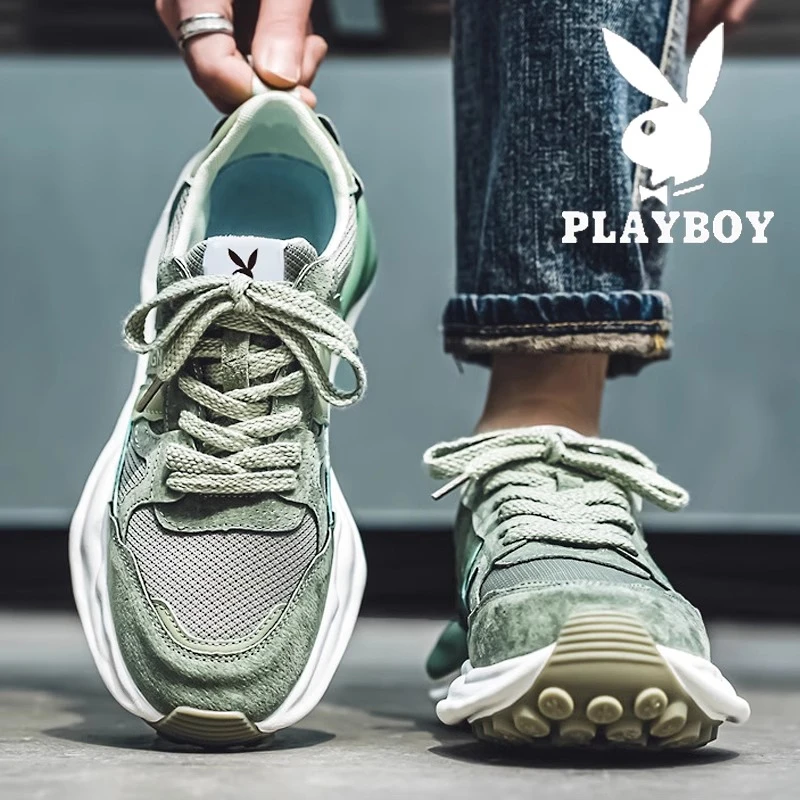 花花公子2025新款男鞋冬季网面老爹鞋厚底休闲百搭小众跑步运动鞋
