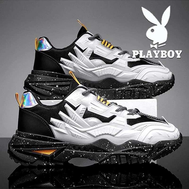 花花公子男鞋冬季百搭休闲名牌运动鞋男款青少年厚底黑武士老爹鞋