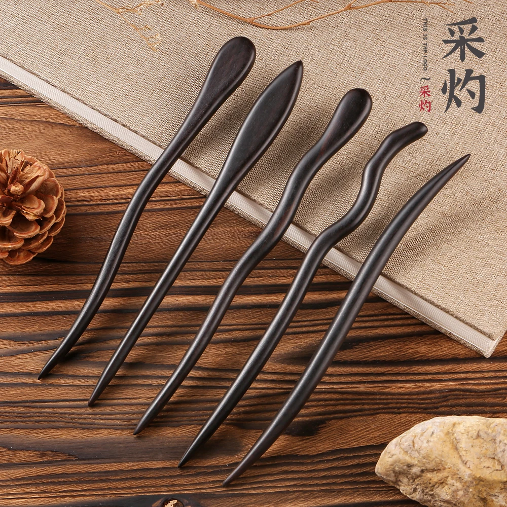 【买一送一】天然黑檀木发簪日常古风发簪简约百搭古典檀木簪盘发簪