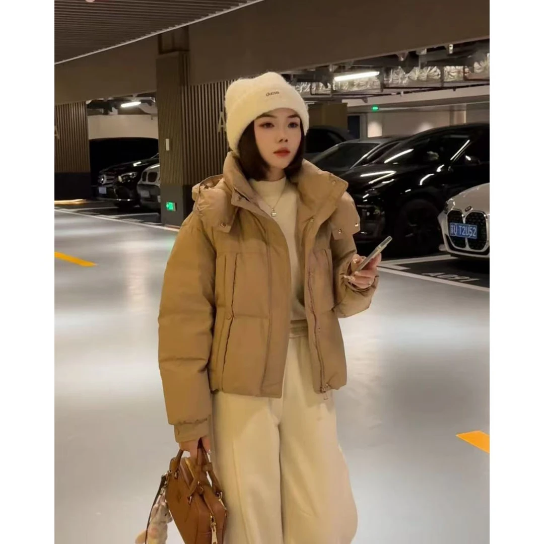 玳妮【连帽面包肯豆】冬季新款连帽大口袋羽绒服蓬松面包服百搭休闲