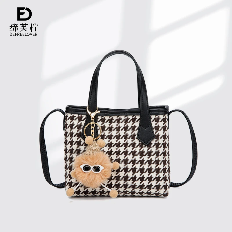 【DEFREELOVER缔芙柠】千鸟格单肩斜跨包 DFN0011-千鸟格（小号) C