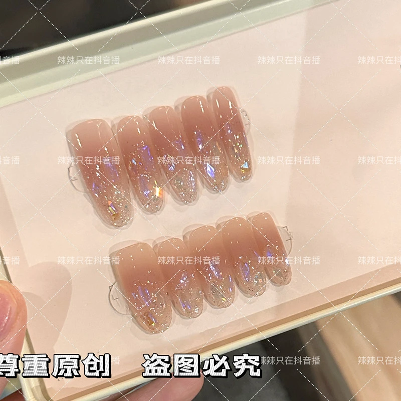 爆闪紫晶【掉钻包补】 穿戴甲纯手工美甲贴片夏日