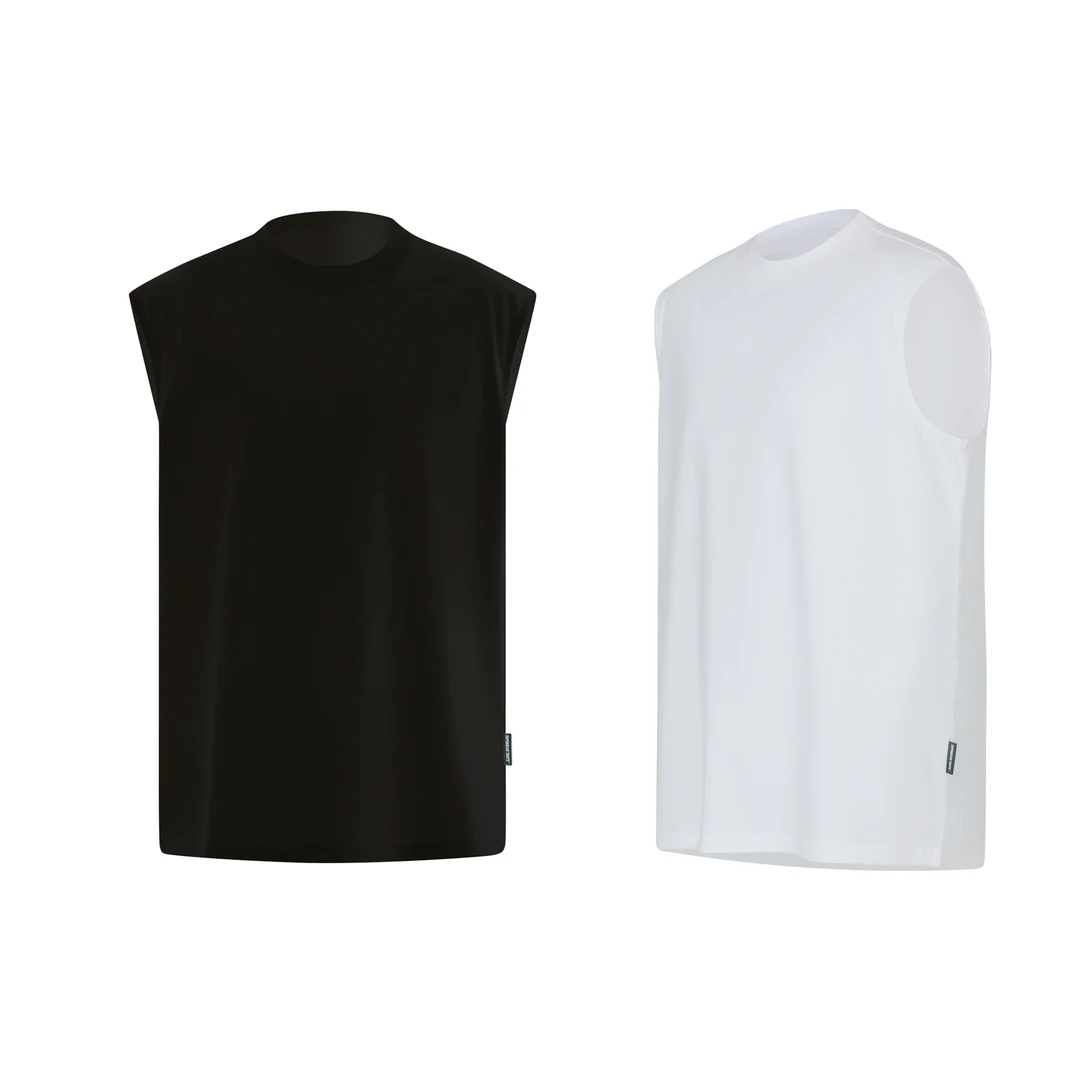 Expensive Taste 基础220g棉休闲打底白色无袖背心 - 两件/套