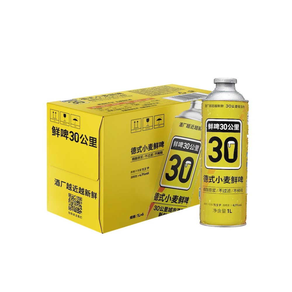 【鲜啤30公里】罐装德式小麦1000ml*6罐