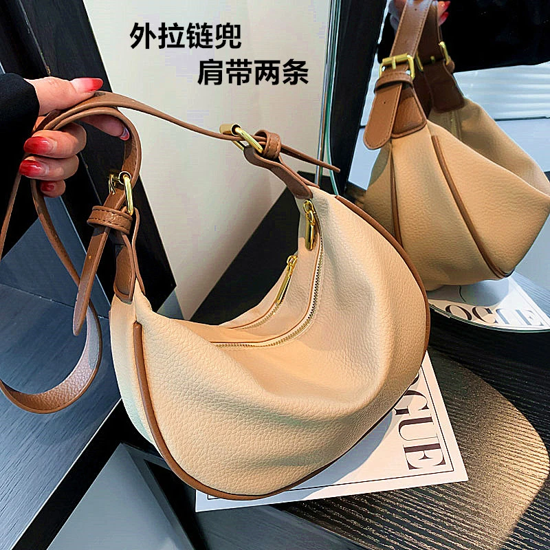韩版软皮小众休闲饺子单肩包包女新款时尚通勤包包女斜挎小包