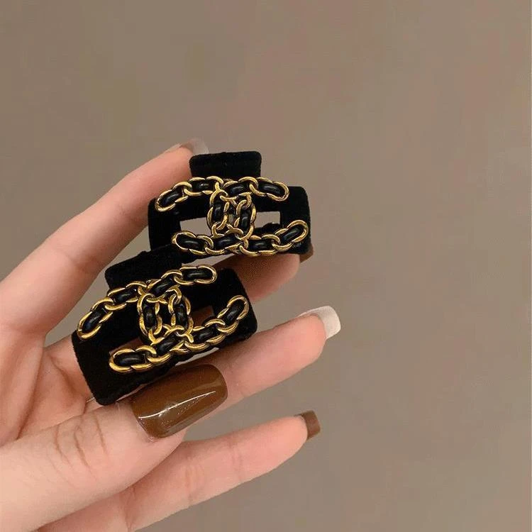 复古植绒抓夹顶夹后脑勺鲨鱼夹高马尾发卡发量多轻奢高档简约发饰