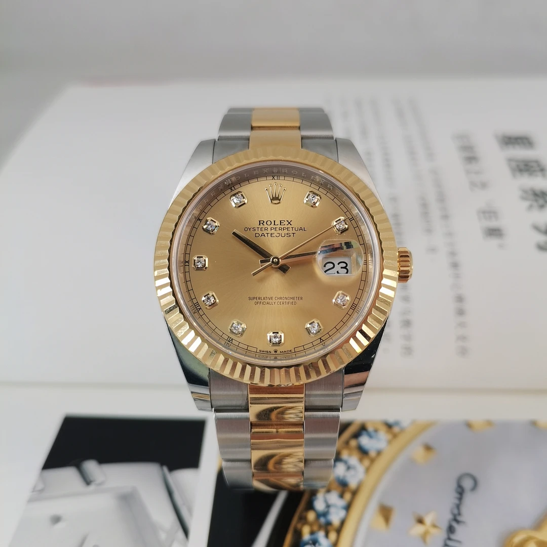 99新 Rolex/劳力士 日志/41mm/男表/M126333-0011/机械/黄金/钻石