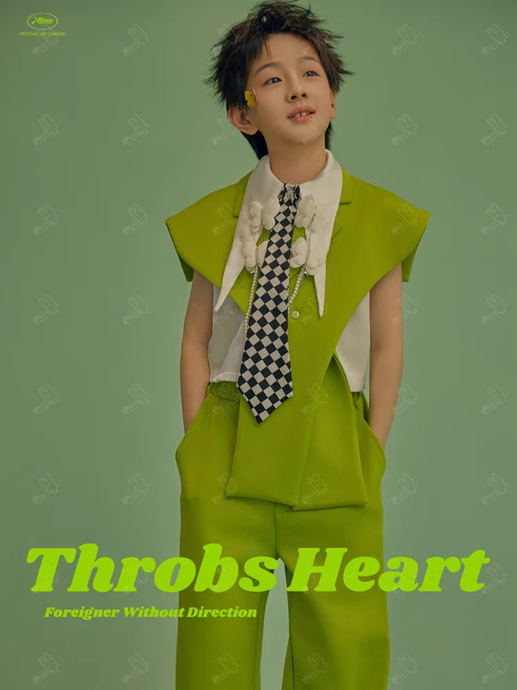 多巴胺男童影楼薄荷曼波色拍照影楼套装走秀潮服儿童摄影服装表演