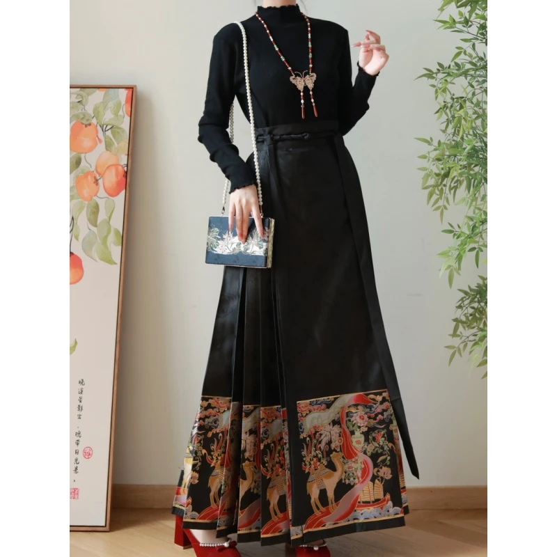 汉衣冠华丝绸之路织金仿妆花马面裙纱缎秋冬日常时常百搭2023新款