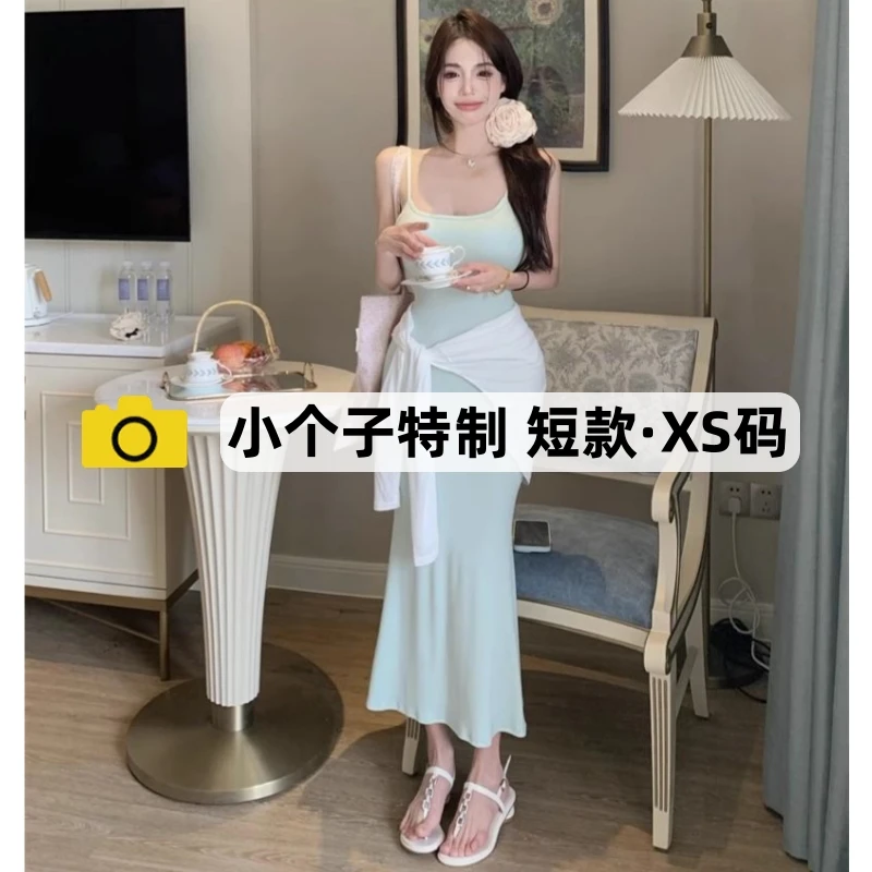 150小个子性感辣妹度假吊带连衣裙女夏季修身显瘦气质收腰鱼尾裙