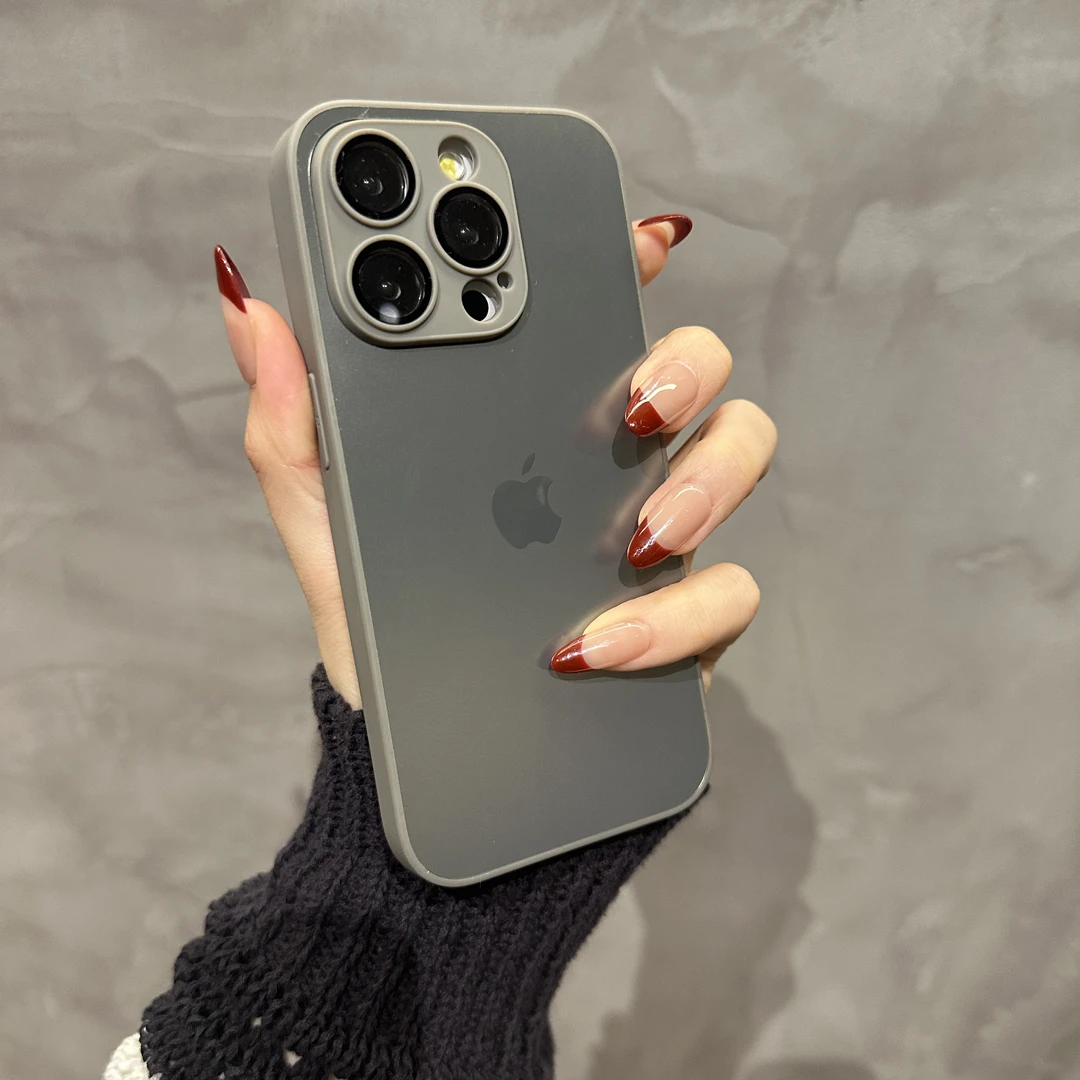 创意磨砂简约适用苹果16promax手机壳高级iPhone15渐变13时尚12女