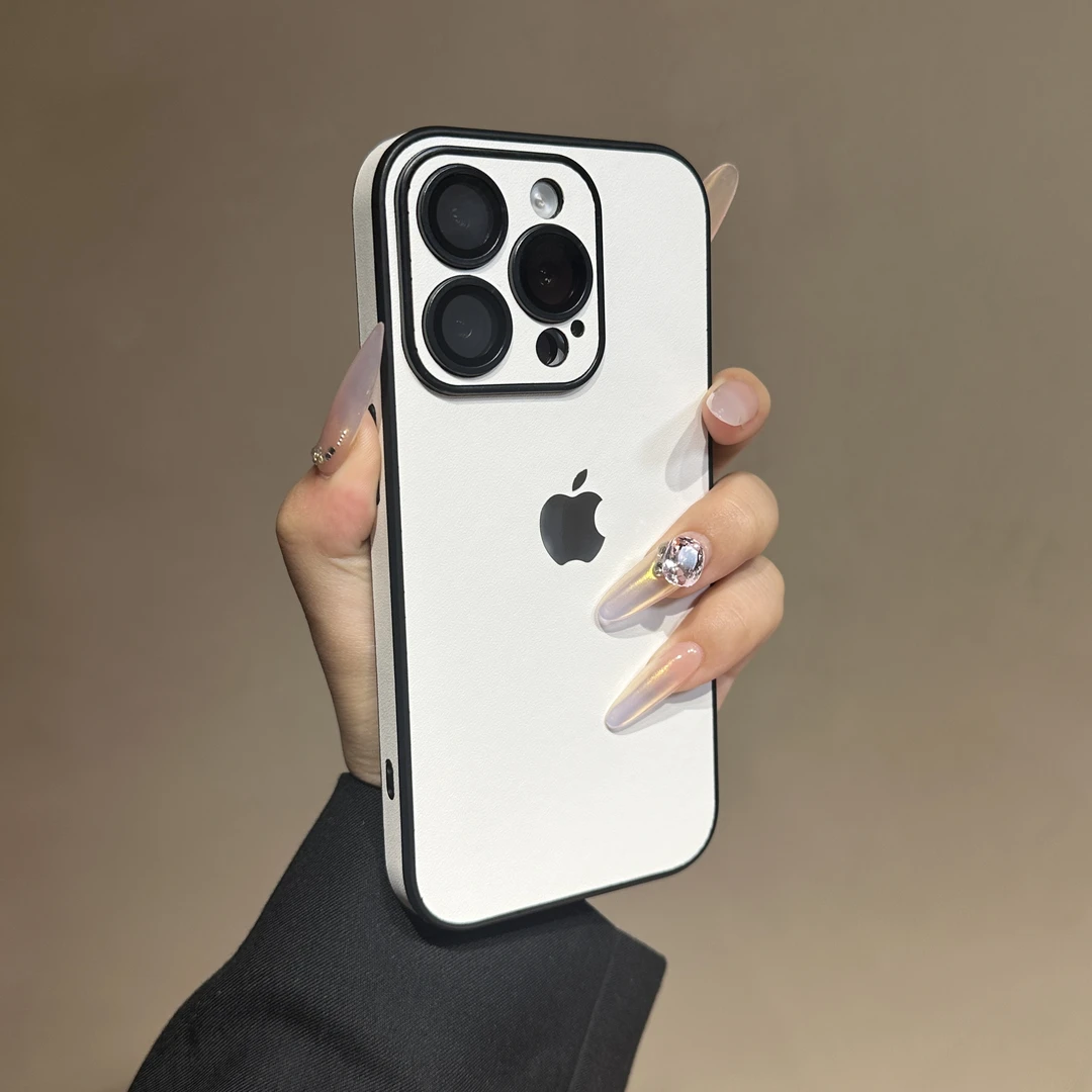 潮牌简约素皮纹适用苹果16promax手机壳时尚iPhone15个性13网红14
