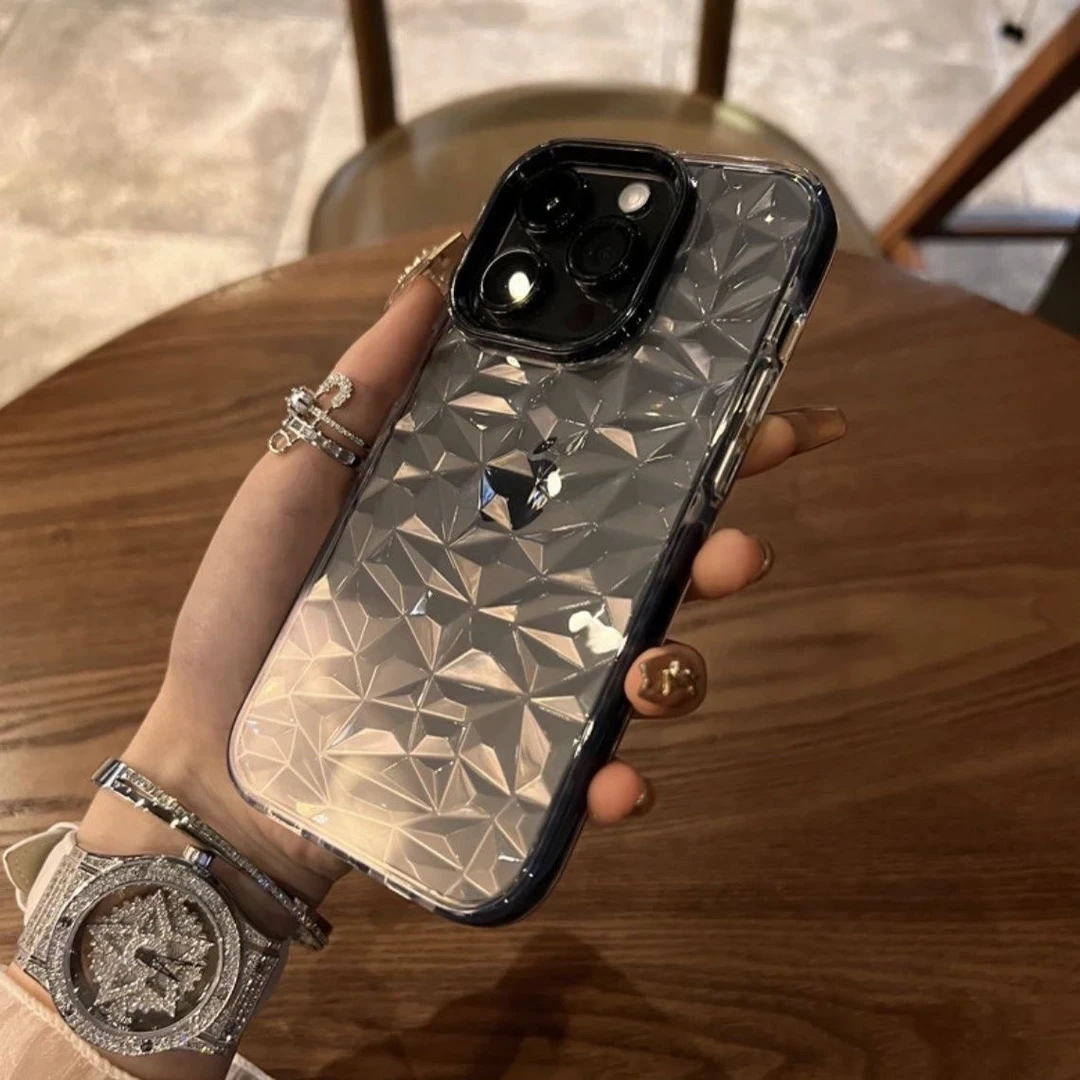 奢华钻石纹适用于苹果15promax透明手机壳iPhone14/13/12/11防摔