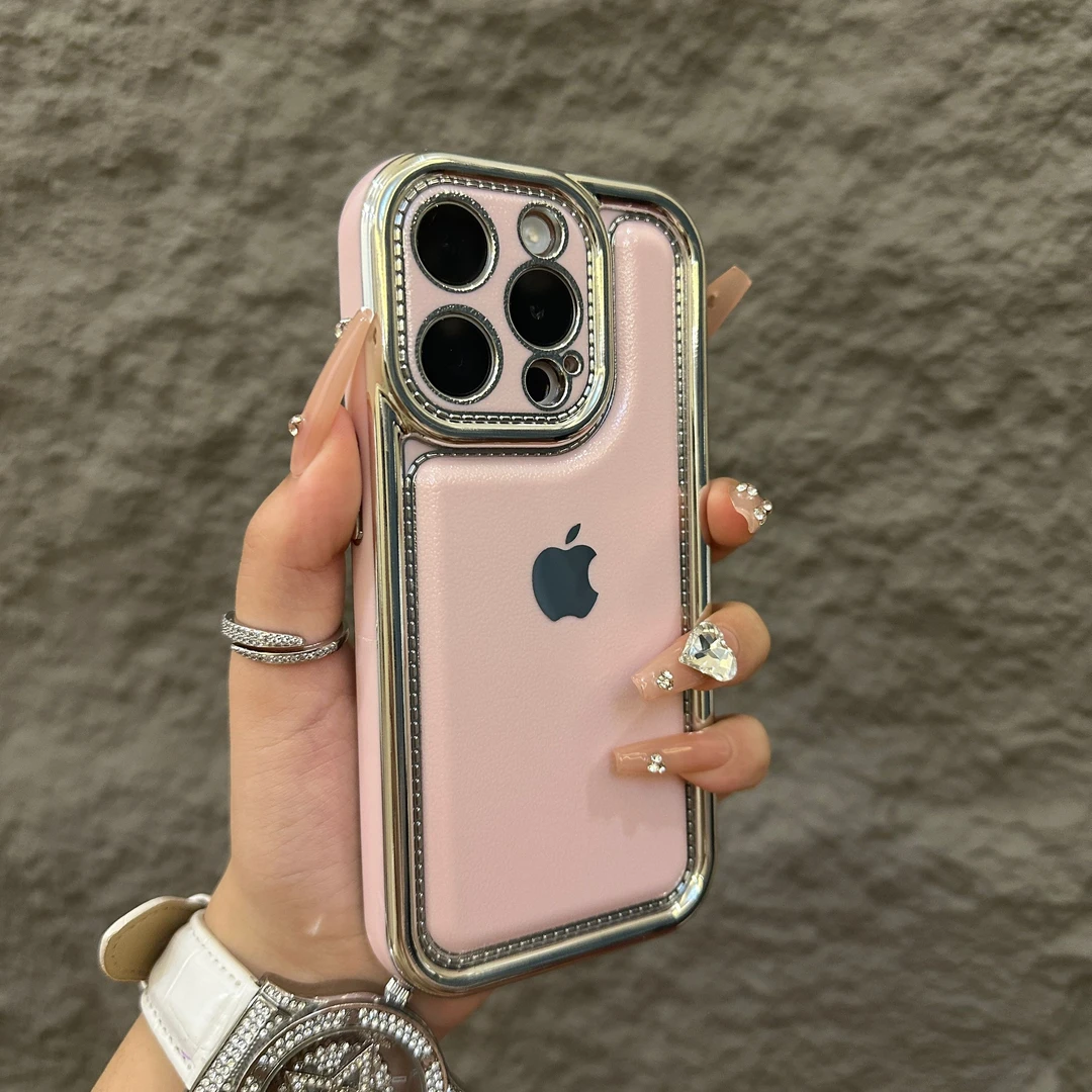 电镀磨砂皮纹适用iPhone15promax手机壳苹果14防摔13气囊12/11壳