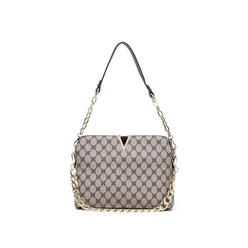 【妮可专属】时髦气质印花单肩斜挎包K-3275咖色