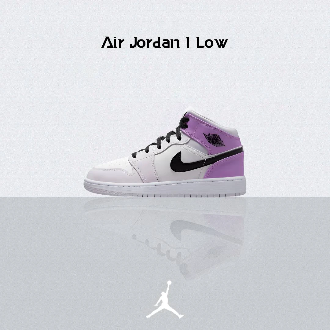 【现货】Air Jordan 1 Low 中帮儿童篮球鞋 白粉 青少年DQ8423-501