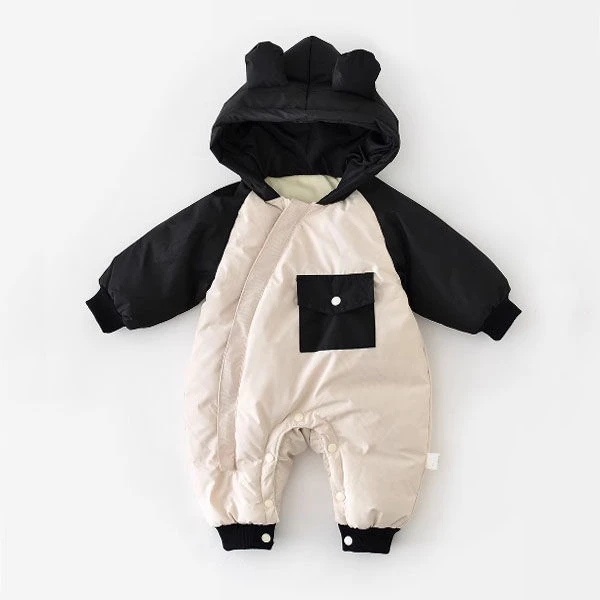 婴儿加绒连体衣冬季连帽保暖衣服男女宝宝加厚冬装棉衣外出爬服潮