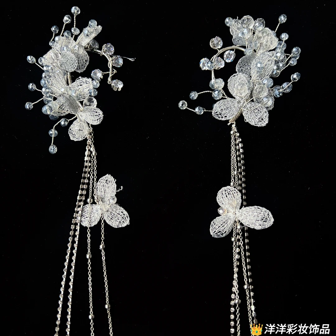【9089】高级灰耳挂新娘饰品跟妆
