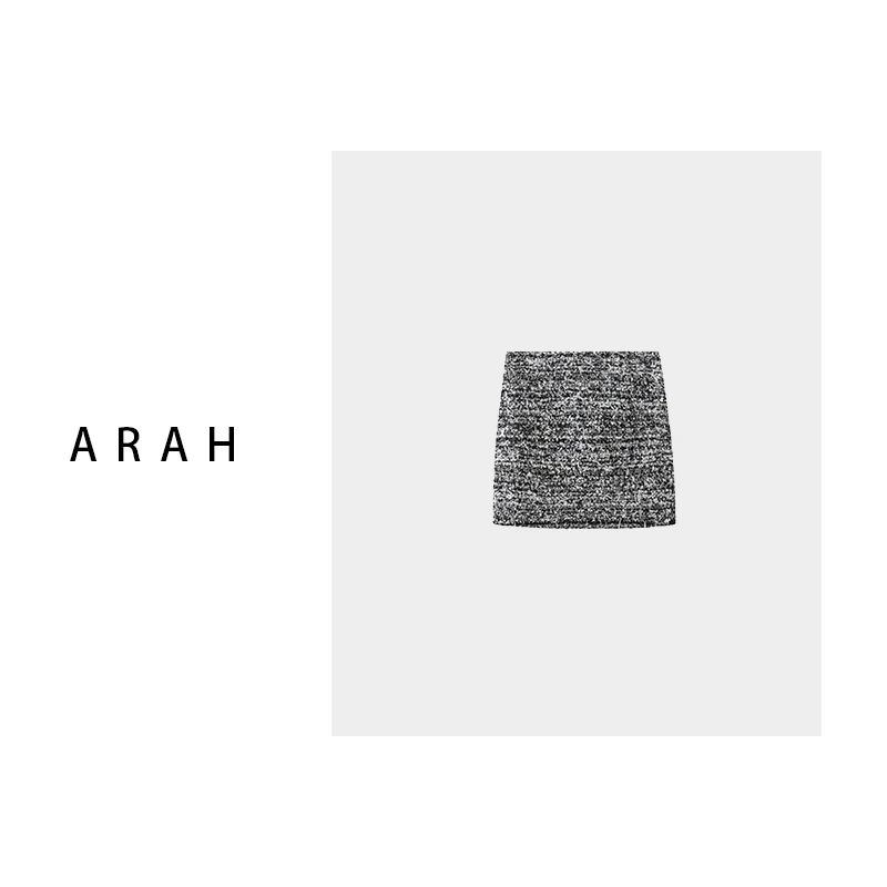 ARAH/迷雾雪夜 Clarenson Scop毛呢裙小香风半身裙