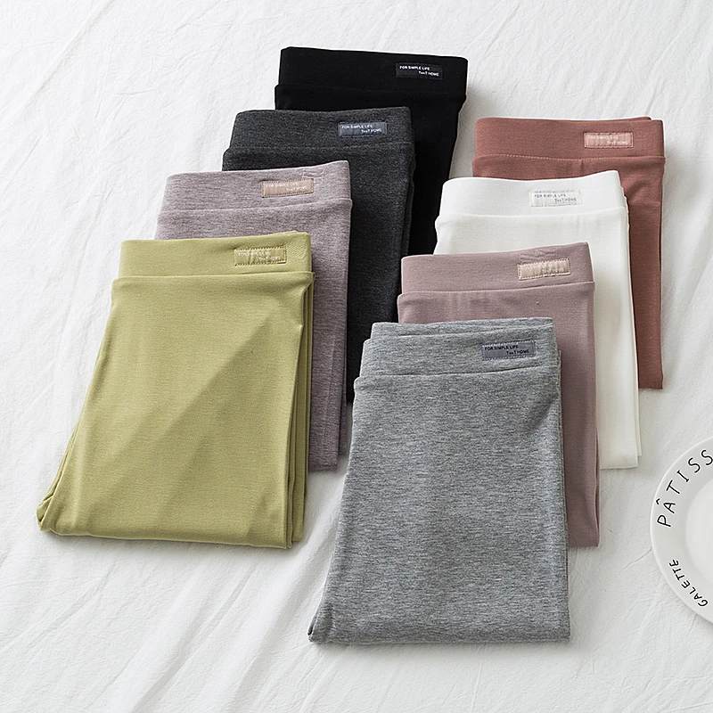 夏季薄款莫代尔九分打底裤女外穿显瘦加肥加大高腰修身弹力小脚裤