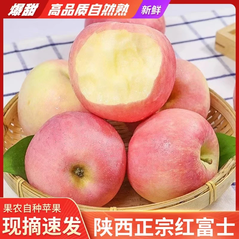 【现摘现发】陕西红富士新鲜水果丑苹果脆甜苹果多汁-qc