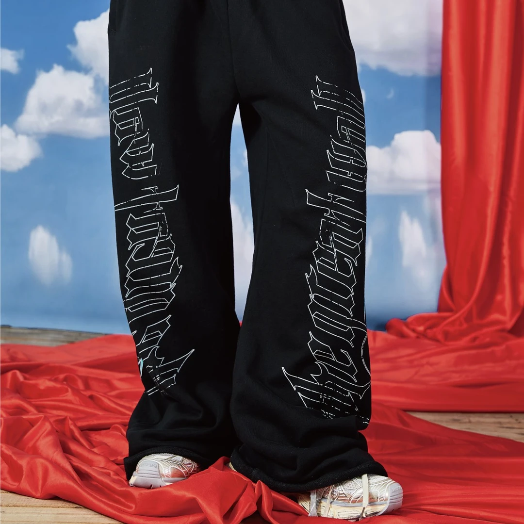 TGWALL嘻哈印花休闲裤街头潮流跳舞高街秋冬运动加厚裤子男女卫裤