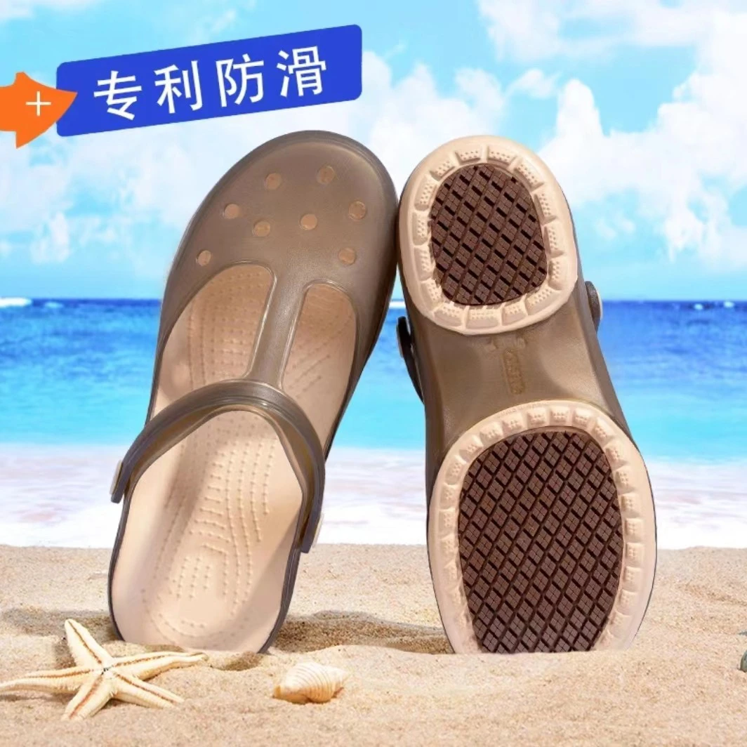 【加强防滑】厚底外穿洞洞鞋软底沙滩防滑垫女夏季坡跟款平底时尚