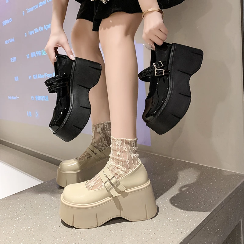 英伦风小皮鞋女2023秋季新款超厚底松糕增高法式高级感玛丽珍单鞋